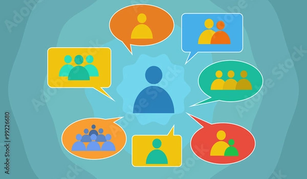 Obraz Vector image depicting multifaceted societal interactions