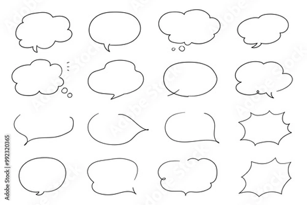 Fototapeta シンプルな吹き出しセット 細線