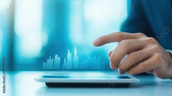 Fototapeta Close-Up of Hands Analyzing Data on a Tablet