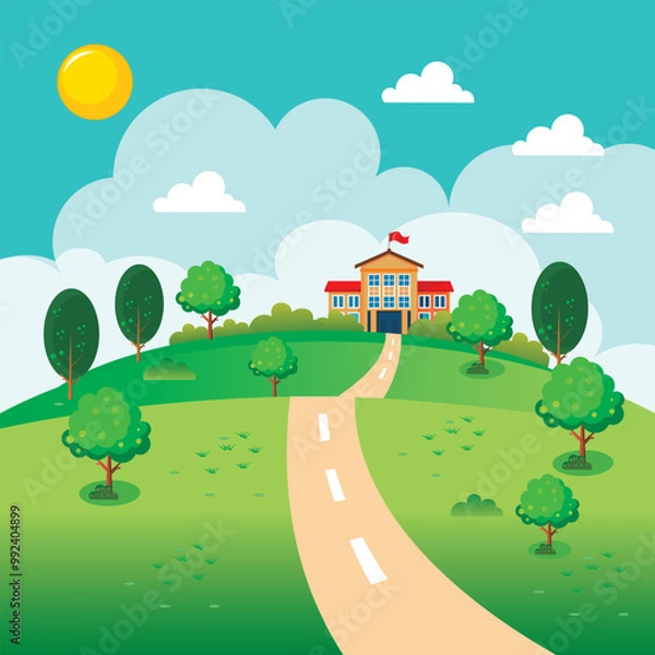 Obraz landscape with the road illustration vector