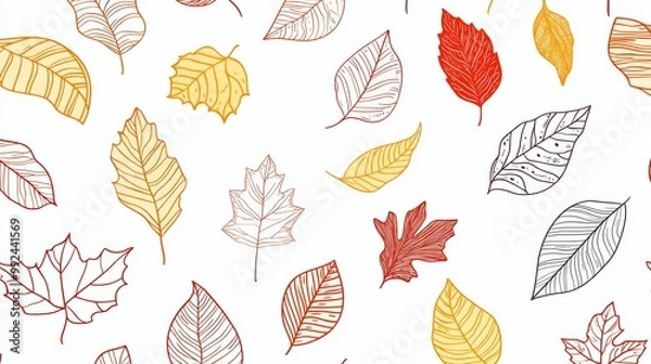 Fototapeta Autumn Leaves in Scattered Pattern