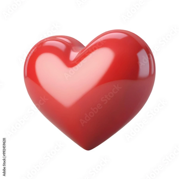 Fototapeta Red heart on transparent background. 3D rendering. Valentine's day.