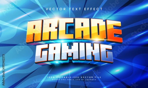 Fototapeta Arcade gaming editable vector text effect with online technology game concept