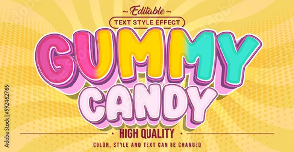 Obraz Editable text style effect - Gummy Candy text style theme.