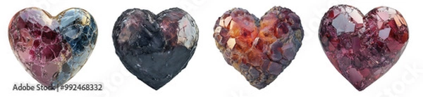 Fototapeta Set of 3d 3D-rendered mineral heart