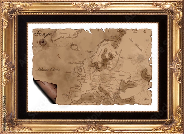 Fototapeta Map of Europe Framed