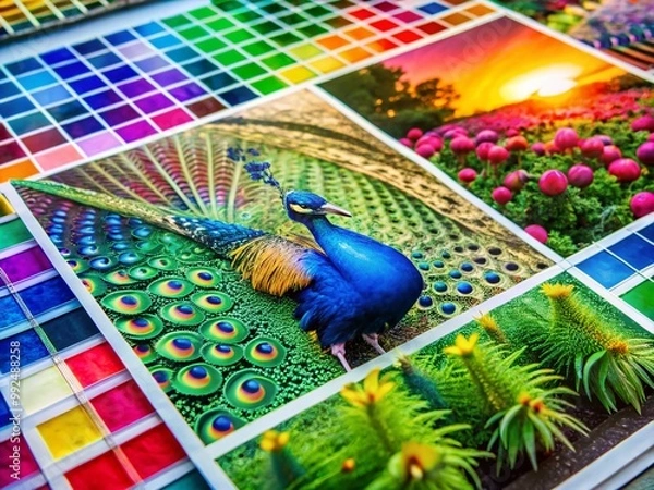 Fototapeta Color Test Print Page for Accurate Color Reproduction in Graphic Design and Printing Projects