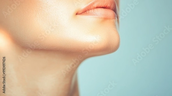 Fototapeta A woman undergoes a facial skin treatment using advanced laser technology in a modern spa environment