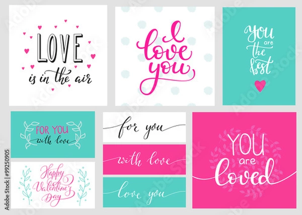 Obraz Romantic Valentines day lettering set