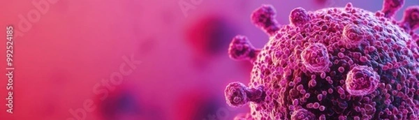 Fototapeta Abstract representation of a virus highlighting its structure with vivid colors, symbolizing health and science.