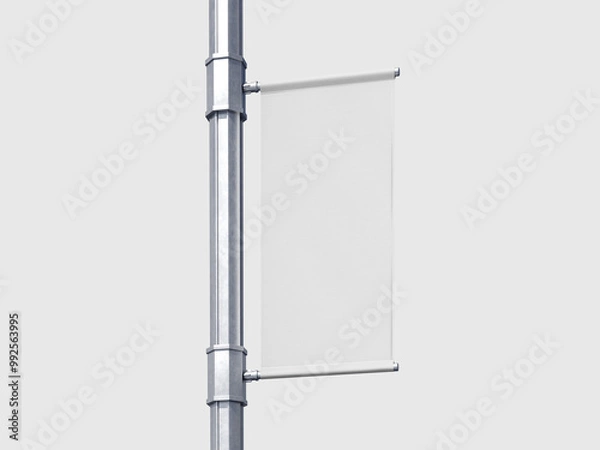Obraz 3D Rendered Blank Flag Pole Banner Mockup	Isolated