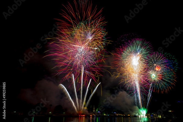 Fototapeta Beautiful firework display for celebration Happy new year 2016,