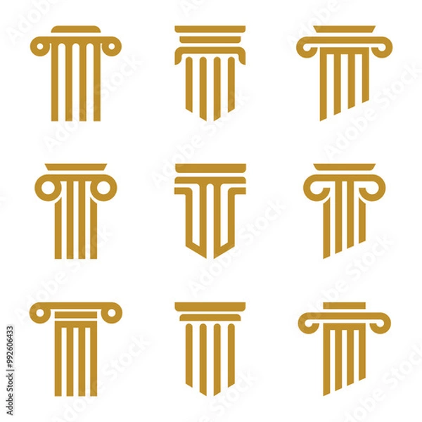 Obraz Minimalist Pillar Logo Vector Illustration