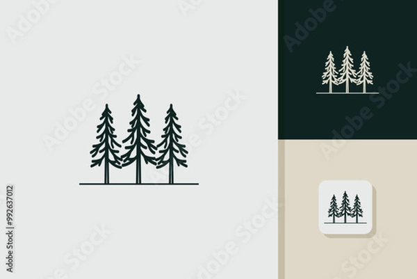 Obraz three pines logo design vector template