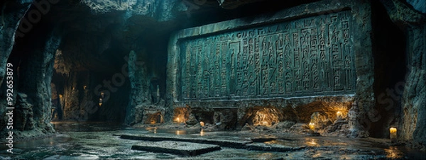 Fototapeta Deep Cave, ancient ruins old civilization in the caves, high resolution panorama