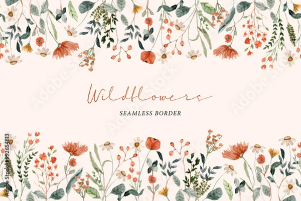 Obraz wildflower watercolor frame seamless border