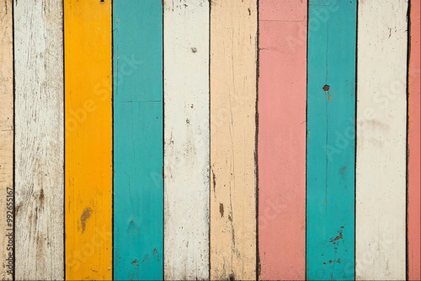 Obraz Colorful Wood Planks: Vintage Background Texture