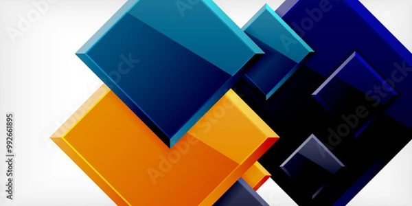 Fototapeta Colorful squares with reflections abstract background design. Vector Illustration For Wallpaper, Banner, Background, Card, Book Illustration, landing page