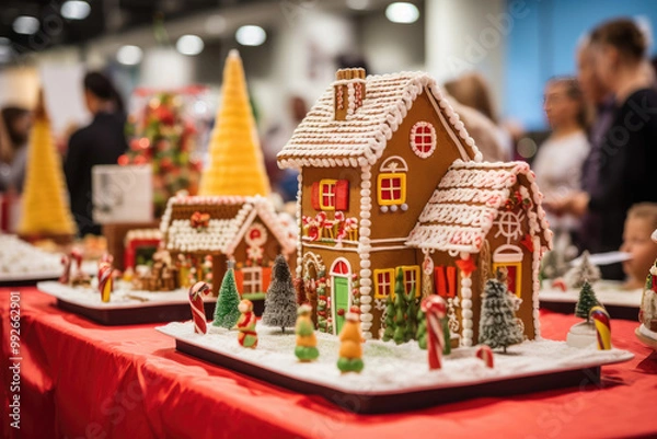 Obraz Gingerbread House Display: Festive Holiday Decorations