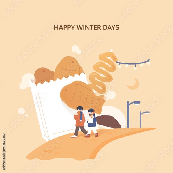 Fototapeta 행복한 겨울 상황 일러스트 08
