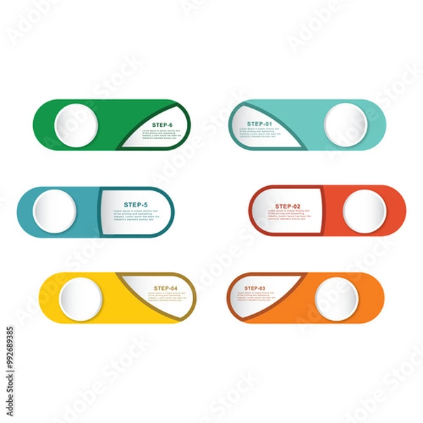 Obraz six elements  step vector infographic template design