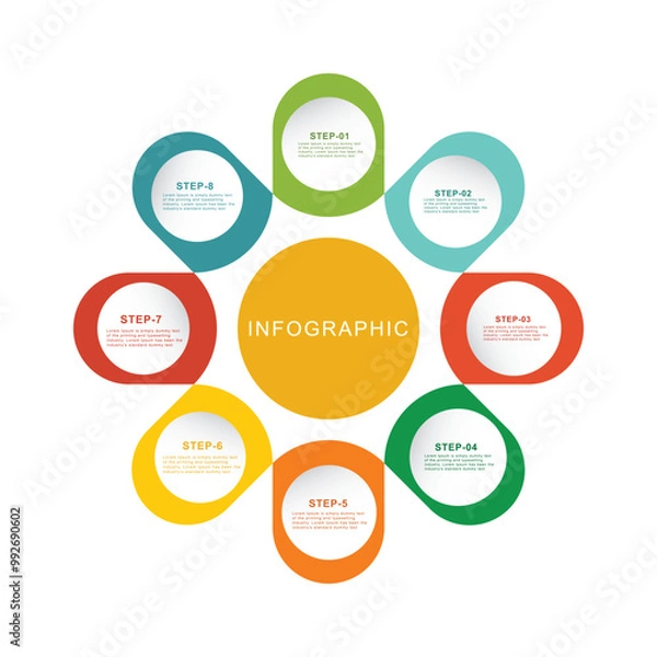 Obraz Business Infographic 8 step vector design 03