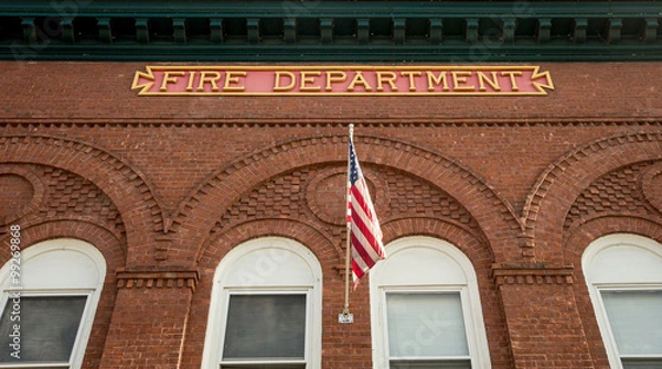 Fototapeta brick fire department