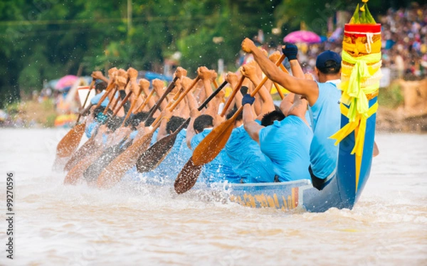 Fototapeta Close up of rowing team race