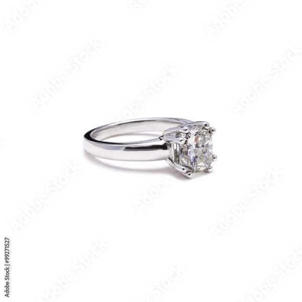 Obraz Cushion Cut Solitaire Diamond Wedding Ring
