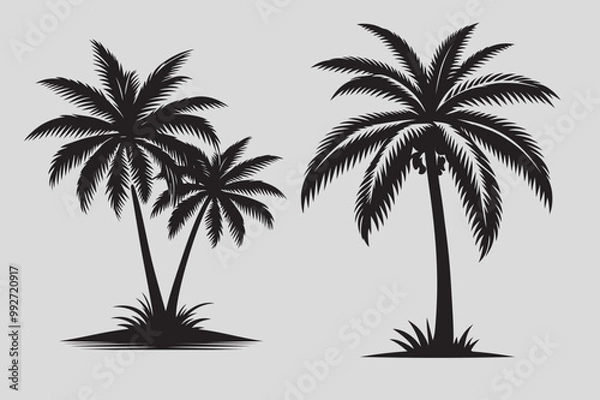 Fototapeta Summer palm tree vector and silhouette art
