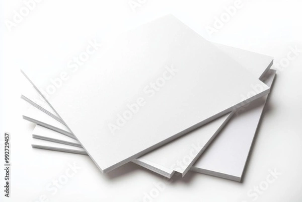 Fototapeta Blank A4 Stacked Paper Mockup isolated created with Generative AI