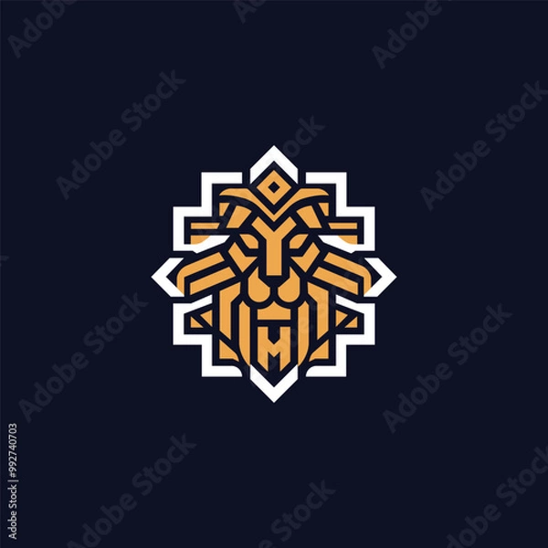 Obraz Square lion head vector logo design
