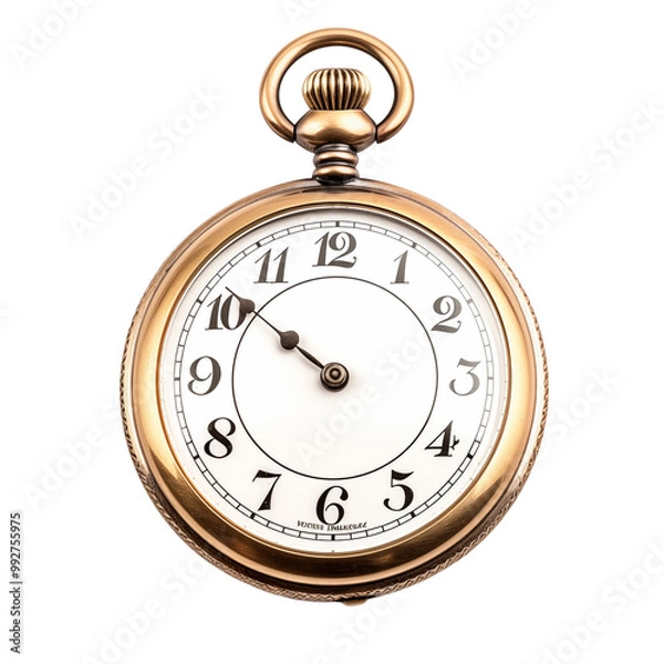 Obraz Vintage Bronze Pocket Watch With Classic Roman Numerals On White Background
