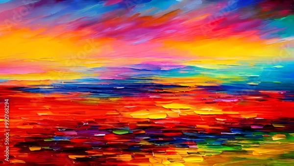 Obraz 幾重にも重なり合う色鮮やかな油絵のイラスト　