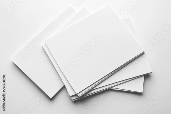 Fototapeta Blank A4 Stacked Paper Mockup isolated created with Generative AI