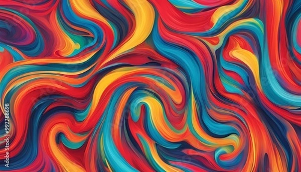 Fototapeta 重なり合うカラフルなインクの曲線イメージ