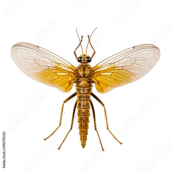 Fototapeta Close-Up Of Winged Insect With Transparent Wings On White Background