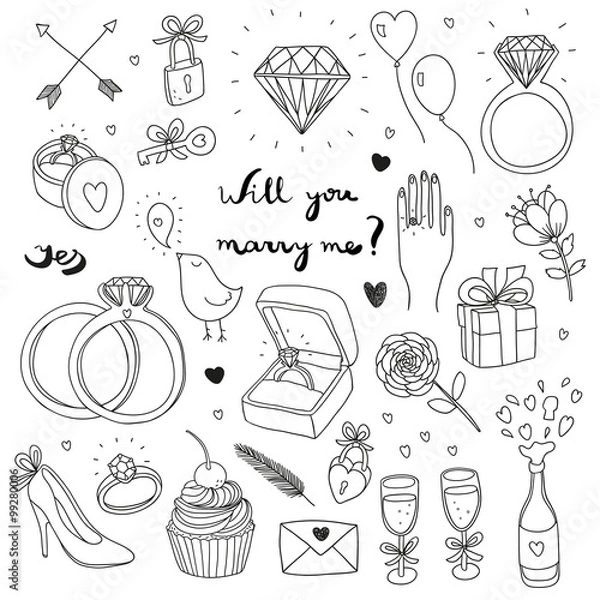 Obraz hand drawn vector wedding set