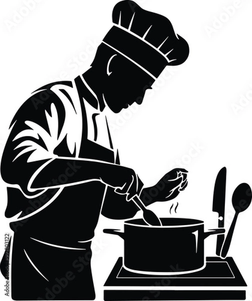 Obraz A chef Cooking silhouette style  Vector Design