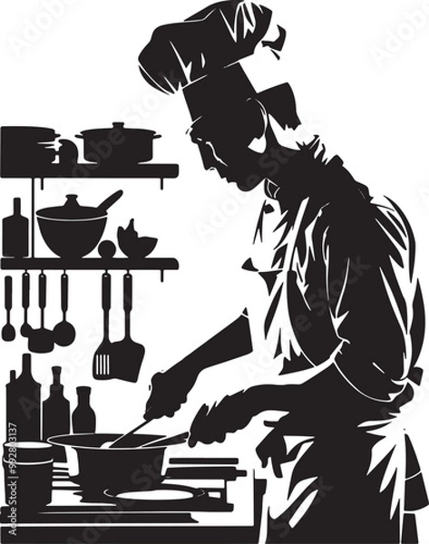 Obraz A chef Cooking silhouette style  Vector Design