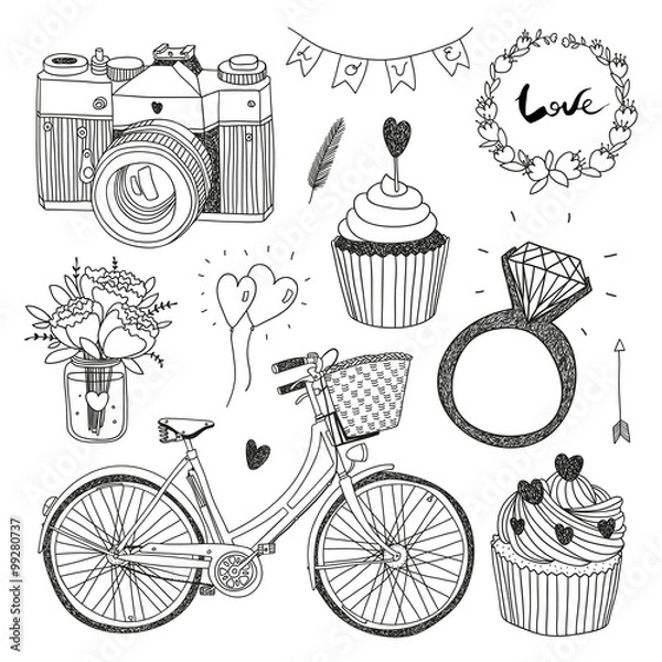 Obraz hand drawn vector set with various items