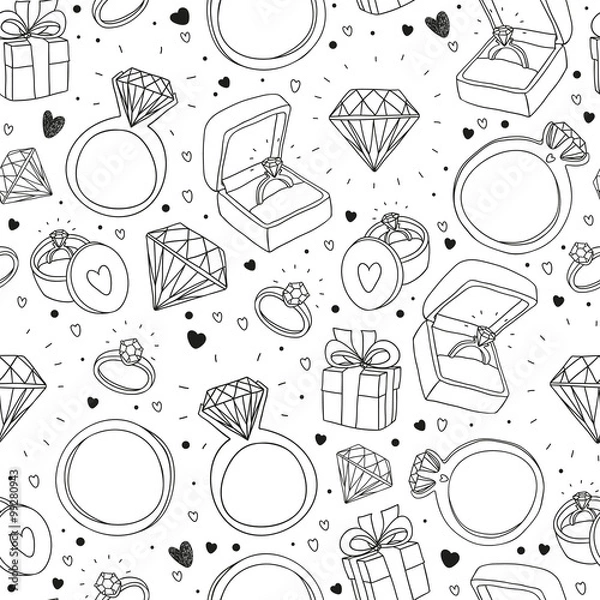 Obraz vector hand drawn seamless pattern with engagement items