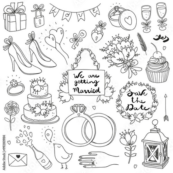 Obraz hand drawn vector wedding set