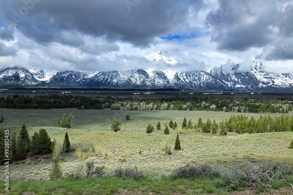 Obraz landscape with mountains and clouds