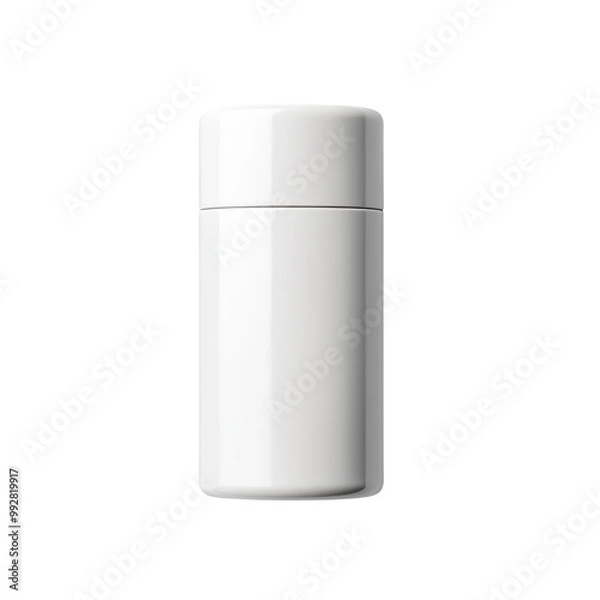 Fototapeta Minimalist White Cylindrical Container for Cosmetics or Skincare Products on Transparent Background