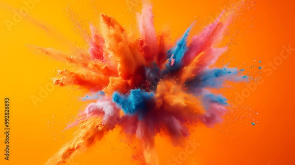 Fototapeta Vivid smoke explosion with colorful powders