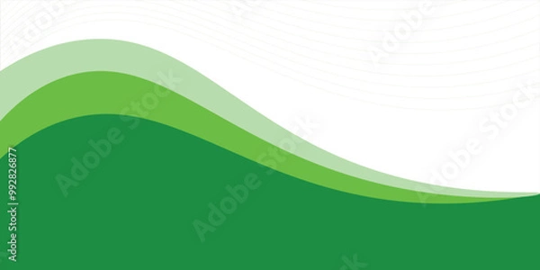 Fototapeta Abstract White and Green wave wide background banner