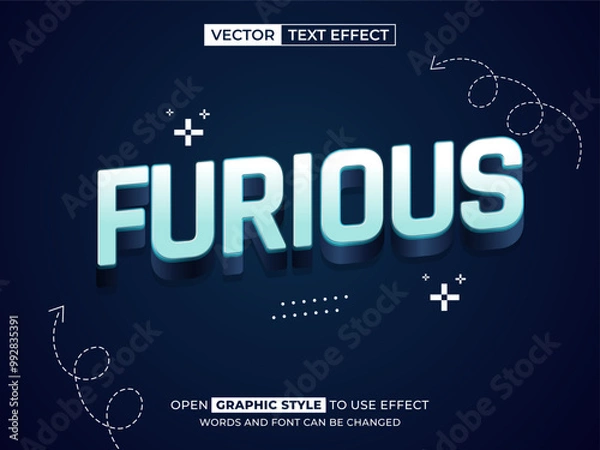 Obraz furious editable text, font effect, 3d text for title