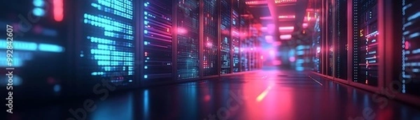 Obraz 3D Server Room Illustration: Data Center