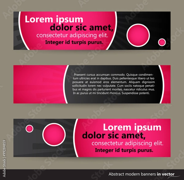 Fototapeta Pink abstract horizontal bubble banners